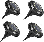 Solar Ground Lights, 8+4 LED Outdoor Solar Disk Lights, Waterproof Bright in-Ground Lights Solar Garden Lights for Landscape Deck Walkway Outdoor, 4 Pack by JHion