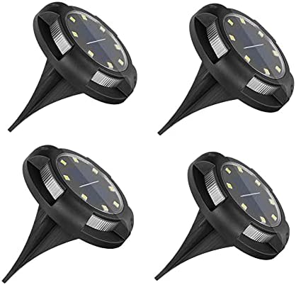 Solar Ground Lights, 8+4 LED Outdoor Solar Disk Lights, Waterproof Bright in-Ground Lights Solar Garden Lights for Landscape Deck Walkway Outdoor, 4 Pack by JHion