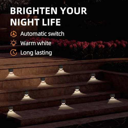 Solar Step Lights Outdoor, Solar Powered Stair Lights Outdoor Waterproof for Front Step, Yard, Patio, Porch, Fence and Deck Decor (8) - Image 6