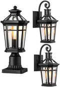 Dusk to Dawn Outdoor Post Lights Hard Wired with Pier Mount Base, 2 Packs Outdoor Lighting with Motion Sensor for Garage by OPAXIS
