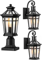 Dusk to Dawn Outdoor Post Lights Hard Wired with Pier Mount Base, 2 Packs Outdoor Lighting with Motion Sensor for Garage by OPAXIS