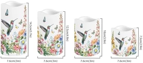Hummingbird Floral Flameless Candles LED Pillar Candles Battery Operated Candles with Remote and Timers Color Changing Electric Fake Plastic Candles Living Room Home Table Decor Set of 4 - Image 2