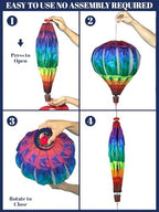 2PCS Giant Rainbow Hot Air Balloon Wind Spinners 14" W x 59" H Large Multicolor Whirligig Wind Spinner Hanging Ornaments for Yard Garden Lawn Outdoor Decorations (Multicolor-2) - Image 5
