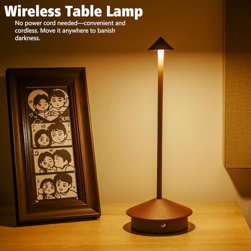 2 Pack Cordless LED Table Lamp, Rechargeable 5200mAH Battery Operated Lamp for Decor, 3 Color Stepless Dimming Desk Lamps, for Restaurant, Bedroom, Outdoor Camping, Coffee Shop, Night Light - Image 2