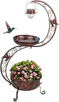VEWOGARDEN S Bird Baths for Outdoors Metal Standing Bird Bath with Solar Lamp Vintage Garden Birdbaths with Flower Planter Pedestal(36" H * 19.6" W) by VEWOGARDEN