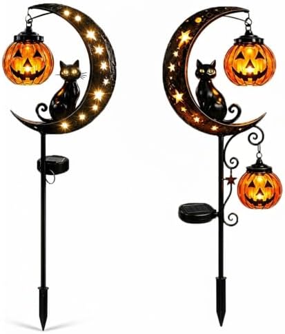 Halloween Solar LED Garden Stake Light Black Cat Jack-O-Lantern by Unknown