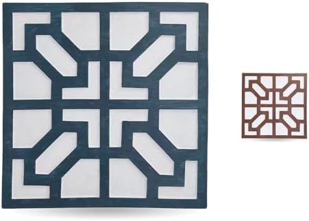 2 Pack Square Stepping Stones, 10” Cement Garden Path Stones in Moroccan Tile Design, Modern Geometric Outdoor Patio Decor, Weather-Resistant Fall Garden (Midnight Indigo) - Image 4