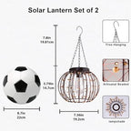 Hanging Solar Lanterns Outdoor Waterproof, Vintage Copper Hanging Lights, Solar Chandelier for Yard Garden Gazebo Pergola Porch Decor, 2 Pack - Image 5