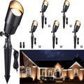 Gardenreet Solid Brass Spot Lights - Black Low Voltage Landscape Spotlight Outdoor, 12V LED Uplights Wired, Waterproof Electric for Patio Wall Without MR16 Bulb (6 Pack) by Gardenreet