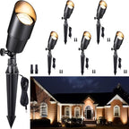 Gardenreet Solid Brass Spot Lights - Black Low Voltage Landscape Spotlight Outdoor, 12V LED Uplights Wired, Waterproof Electric for Patio Wall Without MR16 Bulb (6 Pack) by Gardenreet
