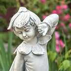 30" Tall Magnesium Fairy Statue with a Planter Side Basket (Antique White) - Image 2