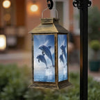 Solar Lantern Outdoor Waterproof Beautiful Bottlenose Dolphins Jumping Out sea Water Garden Decor LED Hanging Solar Lights Tabletop Lamp Gifts for Women Mom Outside Yard Patio Porch by DERUINVAIO