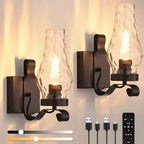 Vintage Battery Operated Wall Sconces Set of 2, Rustic Wall Lights by EIDEARAYHomeLighting