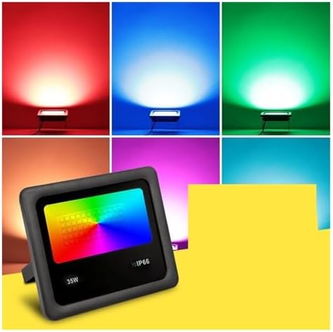 Outdoor Floodlight, RGB LED Floodlights, Intelligent Outdoor, 16 Colors, 4 Color Changing Effects, Garden and Party, Illuminate The Widest Area,for Garage Stadium(35W) - Image 3