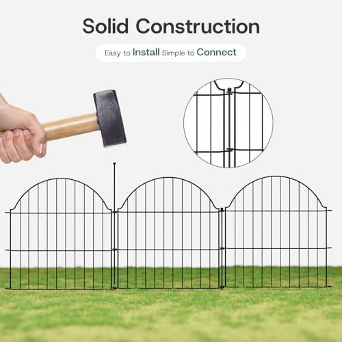 Garden Fence Panels, 24in H x 19.36ft L, 10 Panels Rust-Resistant Decorative Garden Fence, No Dig Small Garden Fence, Animal Barrier Fence for Garden Yard Flower Bed Patio Outdoor - Image 3