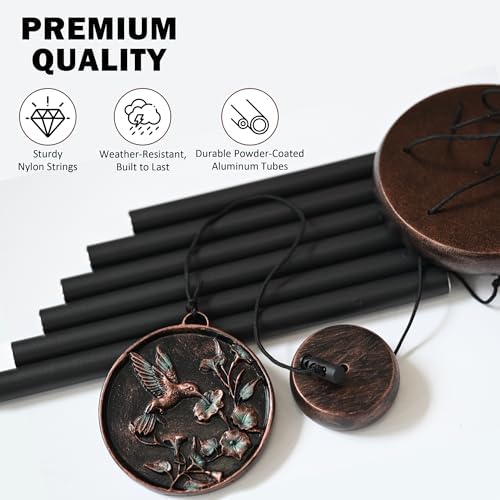 Vanquer Gift Wind Chimes for Outside - 30'' Wind Chimes Outdoor Clearance, Windchimes Outdoors, Memorial Wind Chimes, Sympathy Gift, Patio, Home Décor, Vintage Black (30" Hummingbird) - Image 3