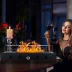 Mingzhe 28" Rectangle Tabletop Fire Pit Smokeless Outdoor Fireplace with Glass Wind Guard for Patio and Backyard, Iron and Tempered Glass - Image 7