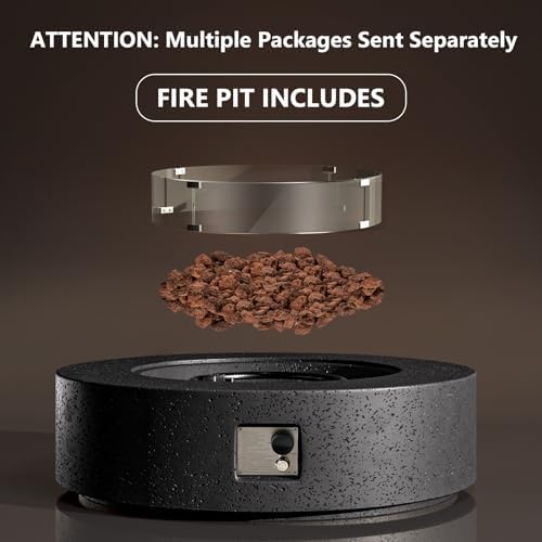 COSIEST 42 inch Outdoor Propane Fire Pit Coffee Table w Concrete Round Base Patio Heater, Certified, 50,000 BTU Stainless Steel Burner, Free Lava Rocks, Wind Guard, Rain Cover, Gray - Image 7