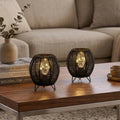 JHY DESIGN Cordless Table Lamps Set of 2, 6.5" H Battery Operated Woven Cotton Rope Lamps with 6 Hours Timer, Boho Bedside Lamps for Bedroom Living Room Home Parties Patio Events(Black) by JHYDESIGN