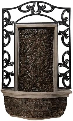 XBrand 30.31 in. H Stone and Black Polyresin Metal Wall-Mounted Waterfall Fountain with Pump for Indoor Outdoor Home, Patio and Garden Art Centerpiece by XBrandHomeGarden