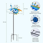 hogardeck Wind Spinner Outdoor, 60" Metal Peacock Wind Spinner with Heavy-Duty Stakes, Multi-Color 360° Rotating Wind Sculpture Kinetic Yard Art for Home Outside Garden Lawn Backyard Patio Decor - Image 2