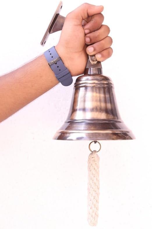 6" Solid Brass Bell Marine Wall Mounted Ship Nautical Bronze Finish Hanging Bell Perfect for Dinner, Indoor, Outdoor, School, Bar, Reception & Church By The Metal Magician - Image 2