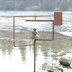 Aura Life Modern Zen Garden Spinner Kinetic Wind Sculpture with Rock Cairn & Stake - Relaxing Outdoor Spinners for Yard and Garden - Handmade Outdoor Wind Art Vane Sculptures (Bare Steel) - Image 2
