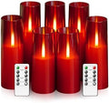 kakoya Flameless LED Candles Upgraded Realistic Flickering Flame,7Pcs Battery Operated Candles with Remote Timers,LED Pillar Candles for Home Decor,Christmas,and Parties(Red) by FLAMELESSCANDLES