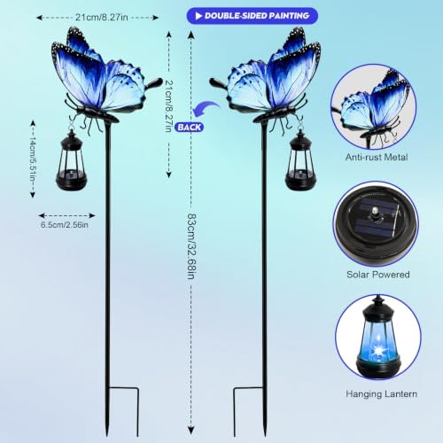 Solar Lights Outdoor 32.7in Metal Butterfly Garden Stakes with Solar Lights - Image 2