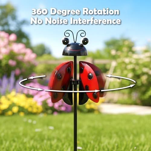 4 Pack Metal Wind Spinners Garden Stake Butterfly Frog Bee Kinetic Art - Image 3