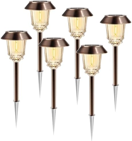 Solar Lights Outdoor Waterproof, 10-40 LM Dimmable Glass and Metal by HMDecor