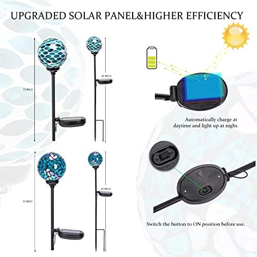 VCUTEKA Decorative Solar Garden Lights, 3.5" Mosaic Globe Stake 2 Pack - Image 4