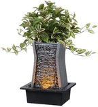 GOSSI Tabletop Water Fountain with LED Lights, Indoor Waterfall Fountain for Home Office Bedroom Decor, Includes Plastic Pots for Plant Growing, Relaxation Desk Accessory (24285) - Image 2