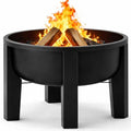 Fire Chief Wood Burning Fire Pit with Tabletop Lid – Modern Outdoor Metal Fire Pit for Patio & Backyard – Premium Heavy Duty Fire Pit Bowl with Multi-Use Side Table (Modern Bowl) by InSideOut