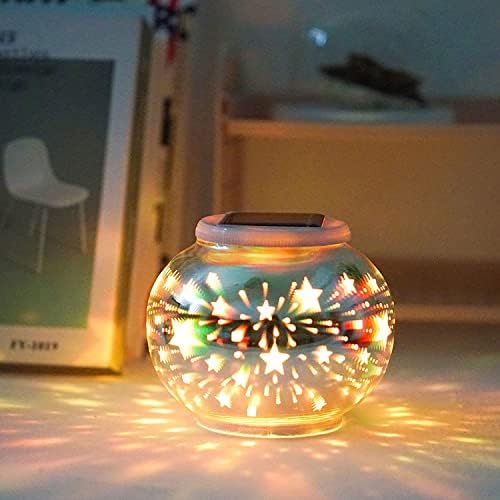 Solar Outdoor Table Lamp, Solar Powered Mosaic Glass Ball Garden Lights Waterproof Color Changing Mood Night Lights (O) - Image 7