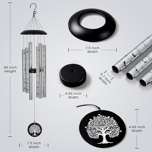 Memorial Wind Chimes with Suncatcher, Sympathy Gifts Wind Chime for Loss of Loved One, 40" Sympathy Wind Chime with 6 Anodized Aluminum Tubes Tuned for A Soothing Melody - Image 2