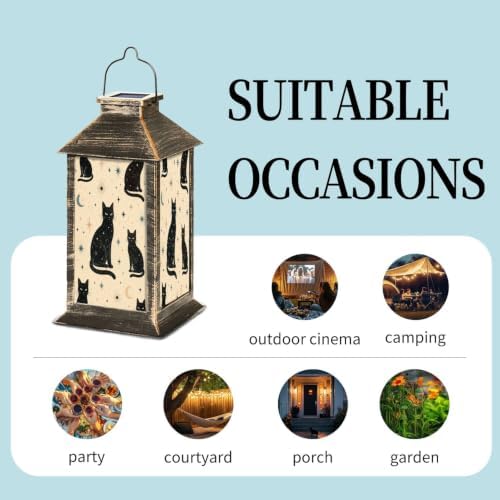 Mid Century Modern Black Cats Solar Lanterns Outdoor Waterproof - Image 5