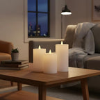 Flameless Pillar Candles Flickering with Remote Timer, Battery Operated LED Candles Up to 400 Hours, 3D Moving Flame Real Wax Candles, Set of 3, D3 x H4, 5", 6",Remote Included(Ivory) - Image 4