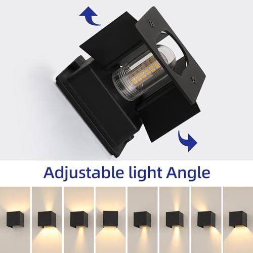 2 Pcs G9 Outdoor Wall Lights Exterior/Interior Wall Sconces Up and Down Lights IP65 Waterproof Modern Outdoor Lighting Square Aluminum Black 3000K Warm Lights Replaceable bulb, Adjustable Light Angle - Image 5