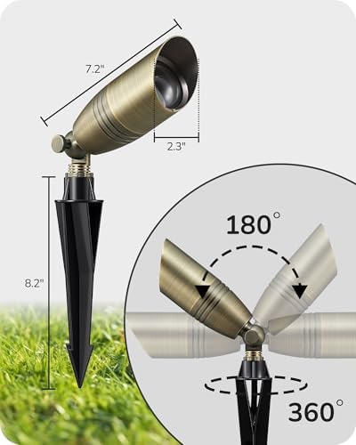 EDISHINE 12V Low Voltage Landscape Lights Solid Brass Waterproof Spotlights - Image 5