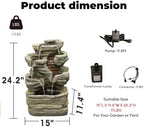 24.2" H Rock Cascading Water Fountain Outdoor&Indoor, 6-Tier Garden Naturefalls Fountains, Floor-Standing Waterfall with Lights for Patio, Backyard, Deck, Porch, Home DéCor, Stone Gray - Image 5
