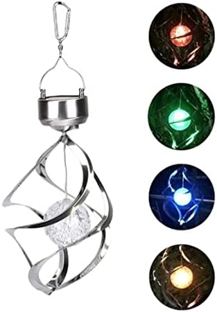 Wind Chime Hanging LED Solar Revolving Wind Chimes Hanging Spiral Solar Lights Colorful Decorative Wind Chime for Garden by Unknown