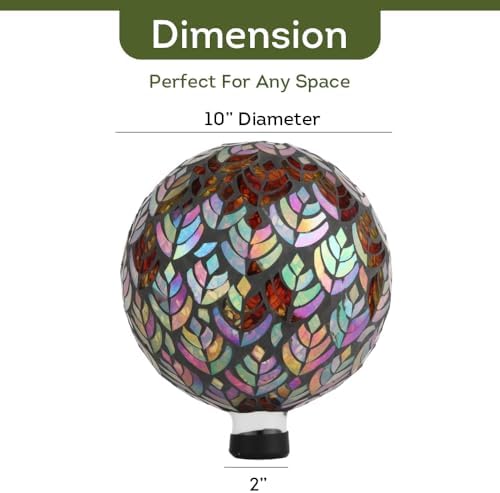 Lily's Home Colorful Mosaic Glass Gazing Ball, Designed with a Stunning Holographic Petal Mosaic Pattern to Bring Color to Any Home and Garden, Silver & Purple (10" Diameter) - Image 3