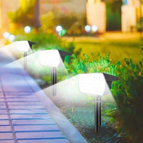 Super Bright 74LED Tri-Color Outdoor Solar Garden Spot Light, IP65 Solar Powered Landscape Lights, 3 Lighting Modes Solar Spotlights for Pathway Walkway Lighting - Image 7