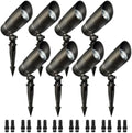 8-Pack Low Voltage Spot Lights, 2700K-5000K Adjustable, 7W, 580LM, IP65 Waterproof, CRI 90+, 12-24V AC/DC, Outdoor Landscape Light for Garden, Yard, Path, Bronze, ETL Listed by Sofiton