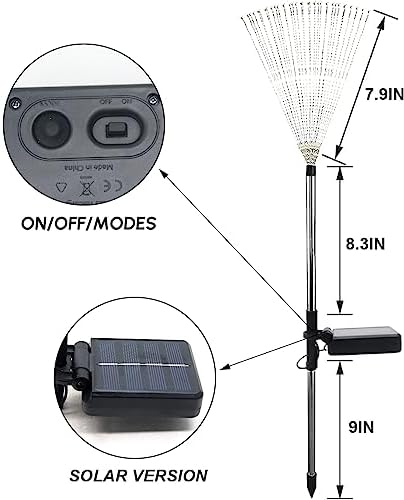 Solar Garden Firework Lights Outdoor Waterproof, 4 Pack Solar Powered Art Stake Twinkle Lighting for Outside Decor, 120 LED Sparklers String Lights for Yard Pathway Christmas Decorations(White) - Image 7