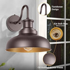 Dusk to Dawn Outdoor Barn Light Outdoor Wall Sconce Farmhouse Exterior Wall Mount Lights Vintage Outside Lighting Fixture Industrial Bronze Lantern for Porch Garage Shed Patio, 1 Pack - Image 5