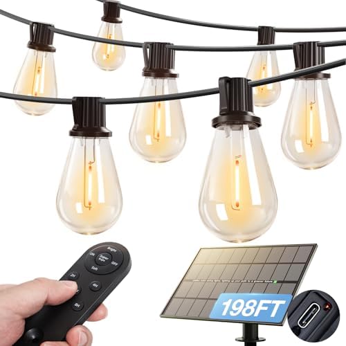 addlon 198FT(192FT+6) Solar String Lights Outdoor, Waterproof, Last 20+ Hrs by addlon