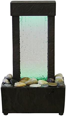 Nature's Mark 10" H Crackled Glass Light Show Tabletop Water Fountain with Natural River Rocks and Color Changing LED Lights (Corded) - Image 4