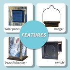 Solar Lantern Snowy Day Stained Glass Roses Sparkling Reflections Outdoor Waterproof Garden Hanging Lantern Solar Powered Lighting Outside Table Lamp for Patio Deck Camping 1 Pack - Image 4